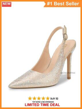 Rhinestone Sparkly Slingback Pumps Closed Toe Stiletto Heels Formal Evening